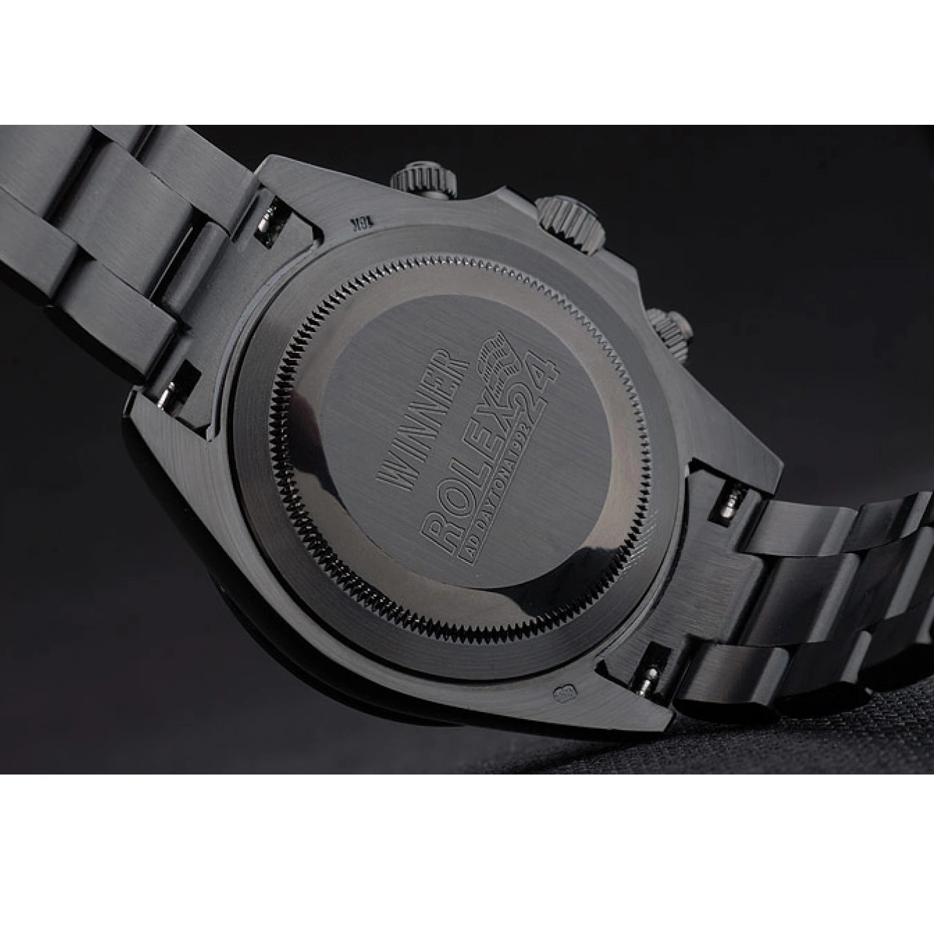Aaa replica Black Rolex Ion Tachymeter Black Steel Stainless Black Dial Plated Strap Daytona 80247 0605